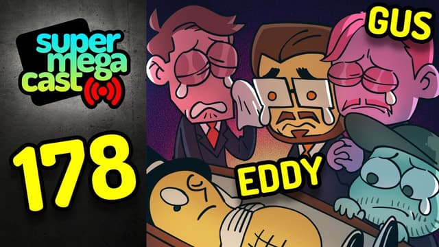 A youtube thumbnail wor SuperMegaCast - EP 178: Nuts (feat. Gus Johnson & Eddy Burback)