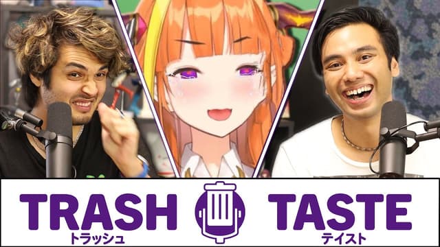 A youtube thumbnail wor We've Fallen Down the Vtuber Rabbit Hole | Trash Taste #18