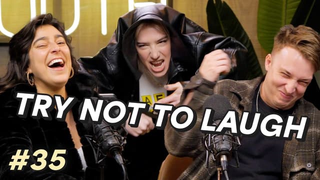 A youtube thumbnail wor Try Not To Laugh: The Podcast w\ Courtney Miller | Smosh Mouth 35