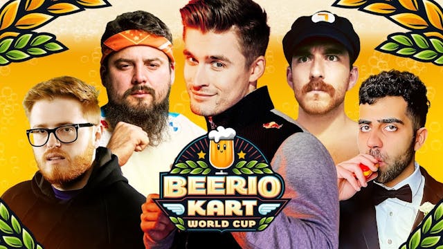 A youtube thumbnail wor BEERIO KART WORLD CUP