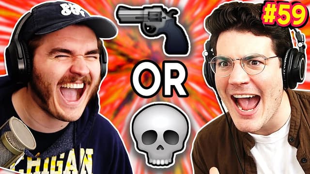 A youtube thumbnail wor Unethical "Would You Rather?" Questions - Chuckle Sandwich EP 59