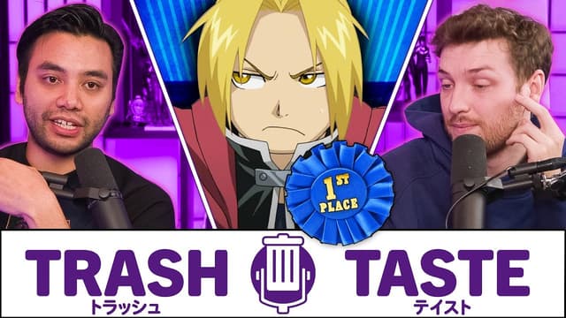 A youtube thumbnail wor We rated the Top Ranked Anime's on MAL | Trash Taste #186