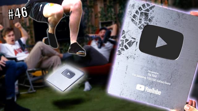 A youtube thumbnail wor WE BROKE OUR YOUTUBE PLAY BUTTON.... | The Yard